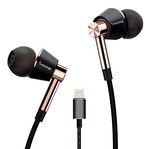 1MORE Triple-driver Headphones: A Comprehensive Review of the In-Ear Hi-Res Audio Earphones with Microphone and Remote Control Lightning Connector for iPhone7 iPhone 8 iPhone X, iPad & iPod - E1001L Gold