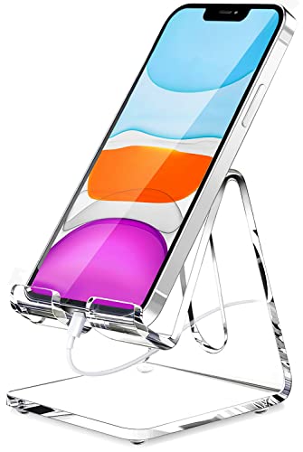 Crpich Acrylic Cell Phone Stand: A Portable and Clear Desk Accessory Compatible with Phone15 14 13 Pro Max Mini 12 11 Plus SE, Switch, and Android Smartphone - A Comprehensive Review and Buying Guide