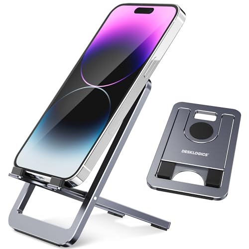 DeskLogics Portable Phone Stand: The Best Aluminum Adjustable Cell Phone Holder for iPhone 15 14 13 Pro Max Mini - A Comprehensive Review