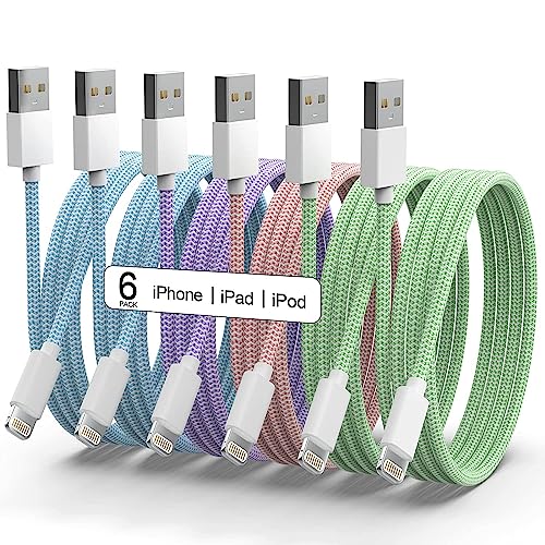 iPhone Charger [Apple MFi Certified]: A Comprehensive Review of the 6Pack Lightning Cable for Fast USB Charging and High-Speed Data Transfer Compatible with iPhone 14, 13, 12, 11 Pro Max, XR, XS, X, 8, 7, 6 Plus, and SE - Unveiling the Pastel Colors