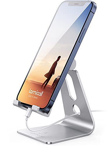 Lamicall Adjustable Cell Phone Stand: A Comprehensive Review and Compatibility Guide for Phone 12 Mini to SE - Silver