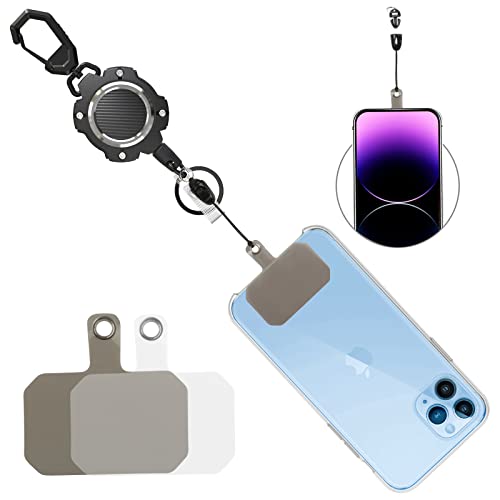 LIUGX Retractable Keychain: The Ultimate Mobile Accessory for Cell Phone Protection – 10,000+ Rebound, Anti-Theft, and Impact Resistance – Black