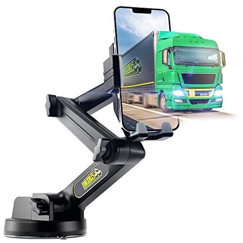 Review: Truckules Truck Phone Holder Mount - A Heavy Duty Cell Phone Holder for Trucks Dashboard & Windshield - Is It Worth It? Pros and Cons Explained, Compatible with iPhone & Samsung - Gray, Commercial Truck