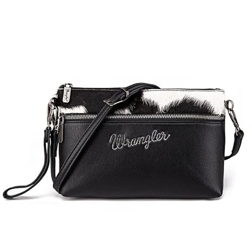 Review: Wrangler Shoulder Handbags for Women - A Vintage Cowhair Crossbody Wallet in Black Vegan Leather Clutch Cell Phone Purse (Model WG49-181BK)