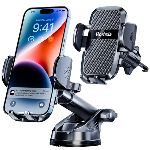 Top 5 Strongest Military-Grade Phone Holders for Cars: Review and Comparison of Rorhxia [2024 Upgraded] 3in1 Cell Phone Mounts for iPhone 15 14 13 Pro Max & Samsung S23